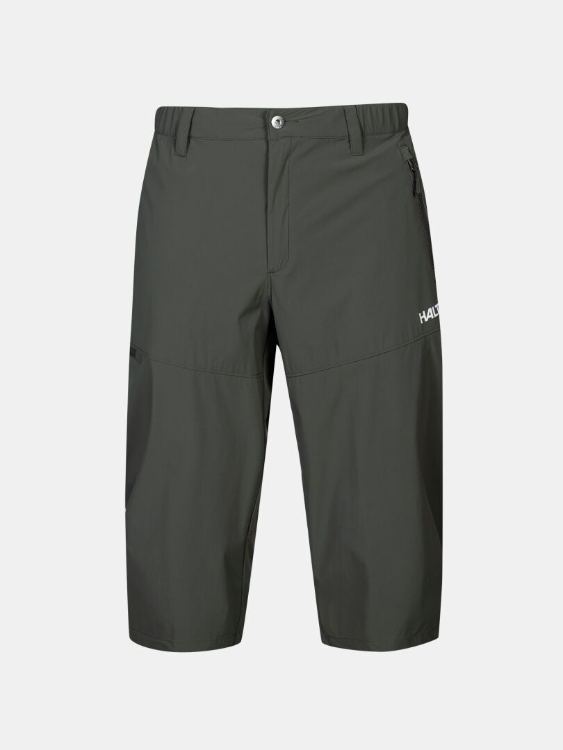 Halti Pallas Cool X-stretch Caprihose Herren: dunkelgrau, Knopf- und Reißverschluss, Tasche-ideal für sommerliche Aktivitäten.