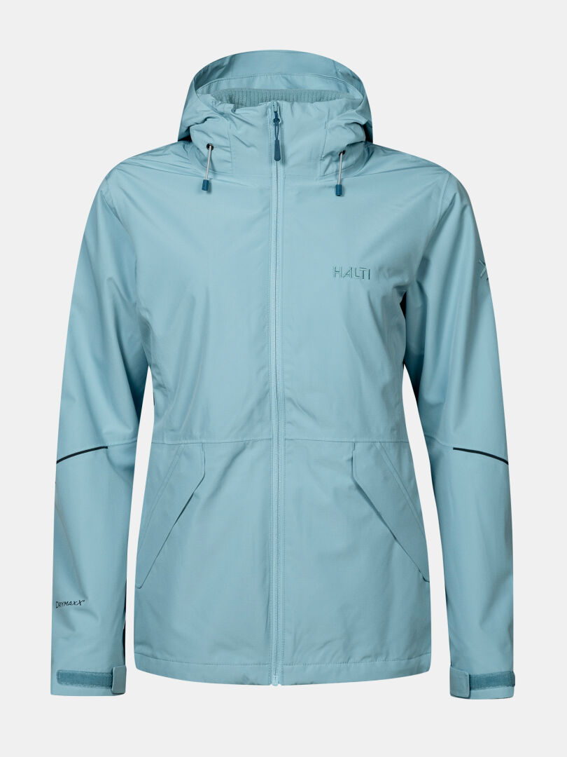 Halti Loito 3-in-1 DX Damenjacke, hellblau, mit Kapuze, Reißverschluss vorne, zwei Taschen, Logo auf der linken Brust.