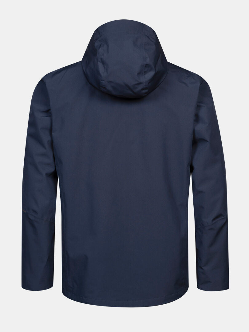 Die Loito 3-in-1 DX Herrenjacke von Halti in Marineblau ist hier von hinten zu sehen, mit langen Ärmeln und ohne sichtbares Logo.