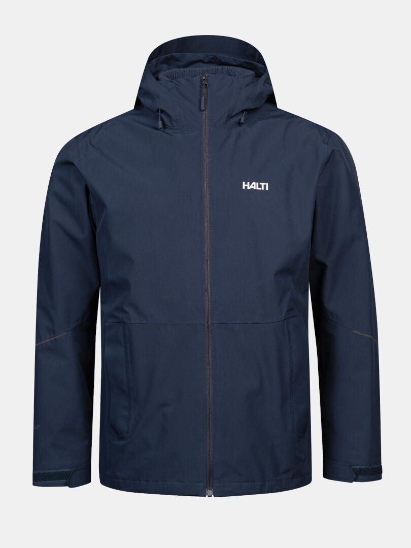 Halti Loito 3-in-1 DX Jacke für Herren: Marineblau, Kapuze, Reißverschluss vorne, zwei Taschen, HALTI-Logo auf der Brust.