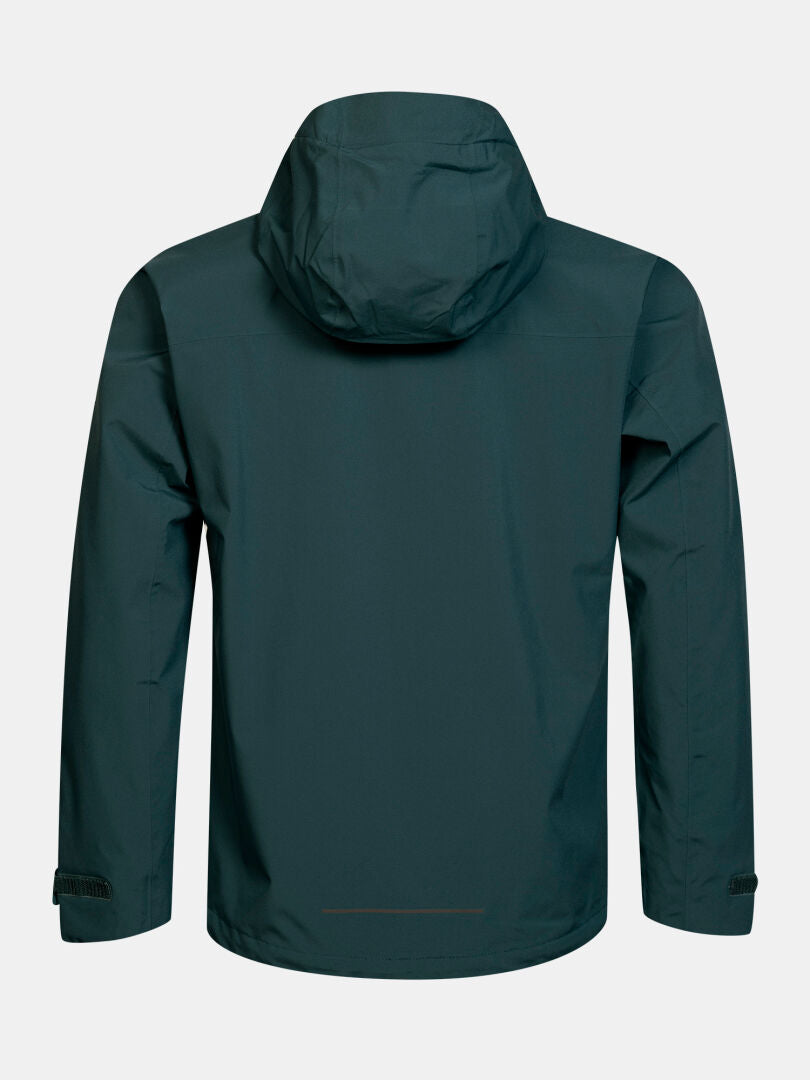 Halti Kaltimo DX Regenjacke für Herren in Dunkelgrün, von hinten mit langen Ärmeln auf weißem Hintergrund abgebildet.