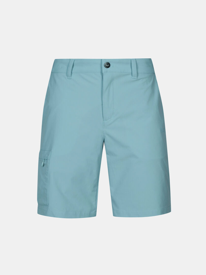 Halti Drive X-stretch Shorts Damen: hellblau, Knopf, Reißverschluss, Gürtelschlaufen, Cargotasche; atmungsaktiv und leicht.