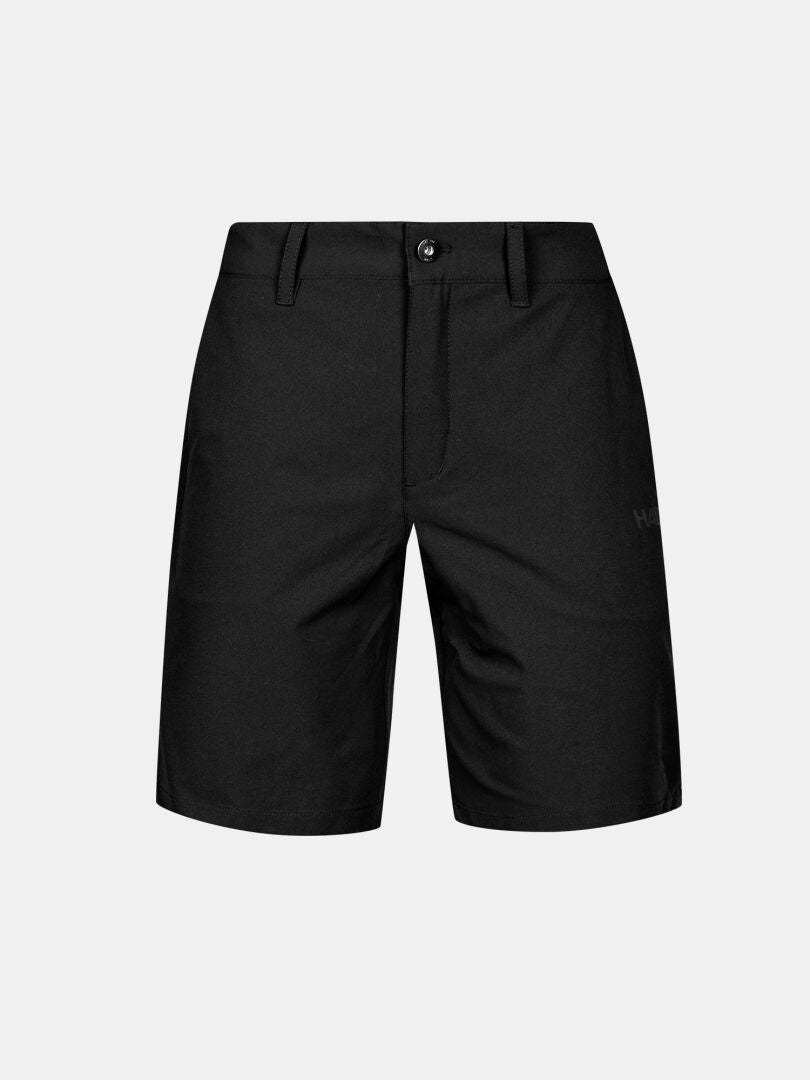 Halti Drive X-stretch Shorts Damen: schwarz, knielang, mit Gürtelschlaufen, Knopfverschluss & zwei Seitentaschen.
