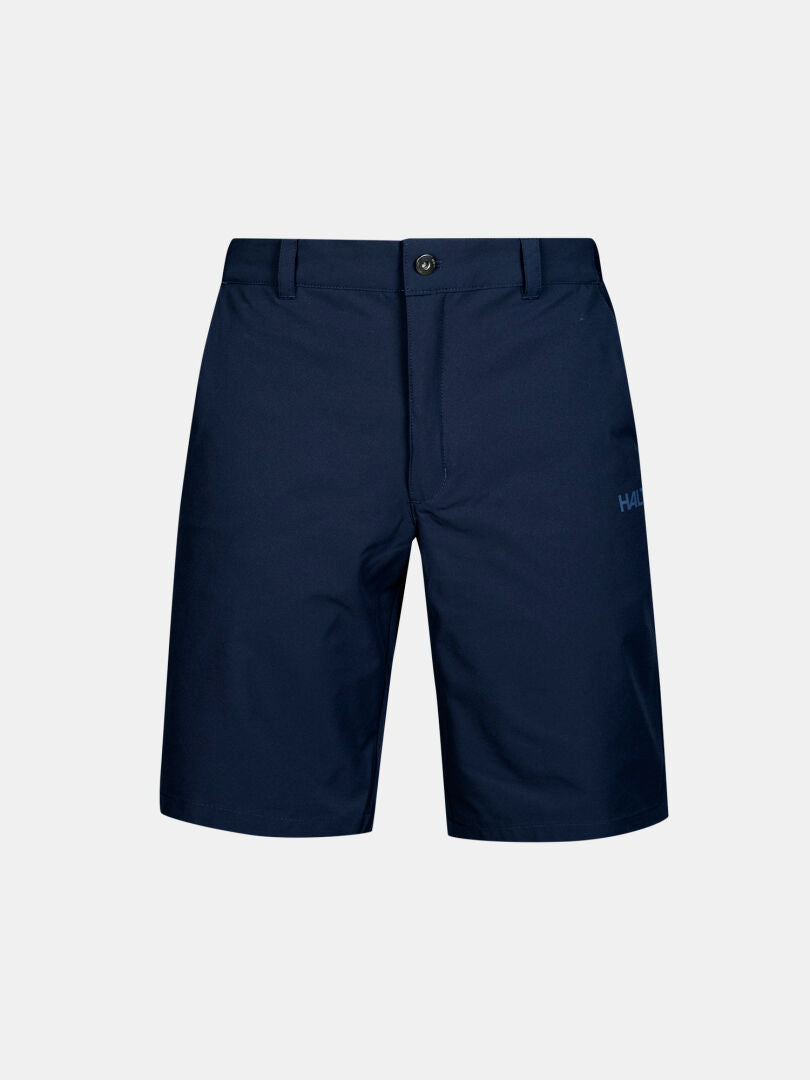 Halti Drive Stretch Shorts Herren in marineblau, knielang mit Knopf und Reißverschluss vorne, abgebildet auf einem schlichten hellen Hintergrund.