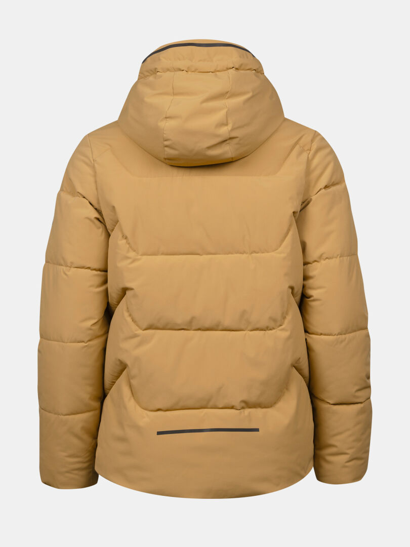Halti Brahe Puffer Winterjacke für Damen aus recyceltem Polyester mit Kapuze, von hinten vor hellem Hintergrund.