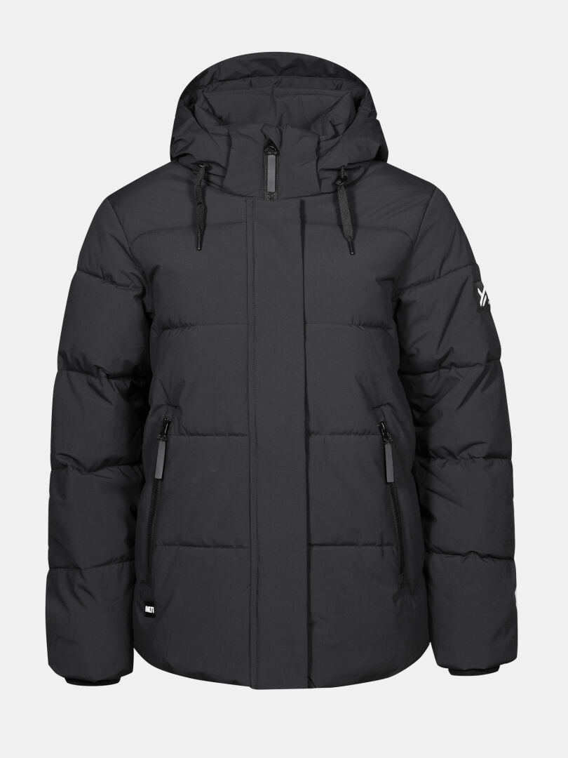 Halti Brahe Puffer Winterjacke Damen aus recyceltem Polyester, mit Kapuze, Zipper-Taschen und Frontreißverschluss.