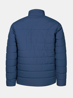 Die Halti Haapa Steppjacke Herren, blau gesteppt mit Microtherm Arcty-Isolierung, gezeigt von hinten auf weiß.