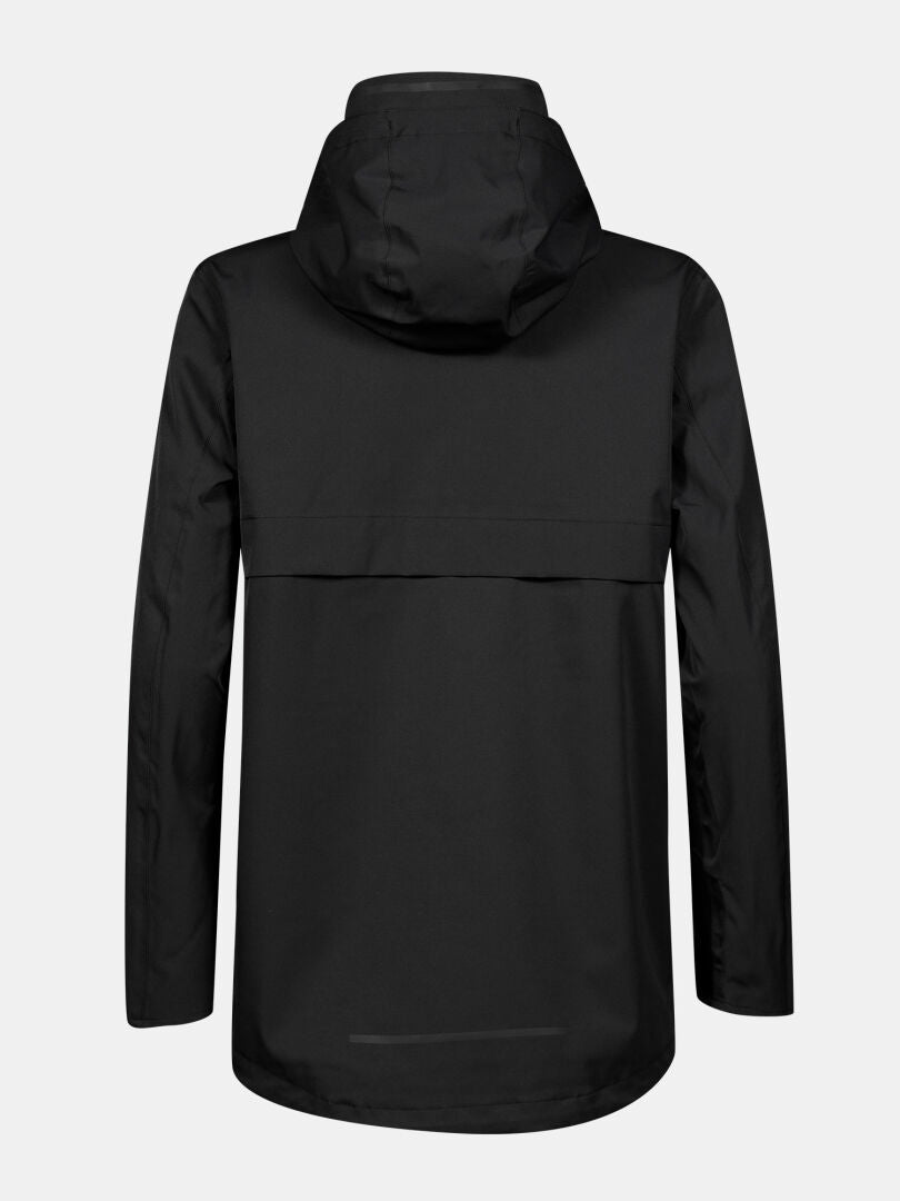 Die Halti Tokoi DX Jacke Damen mit Kapuze wird von hinten vor hellem Hintergrund gezeigt.