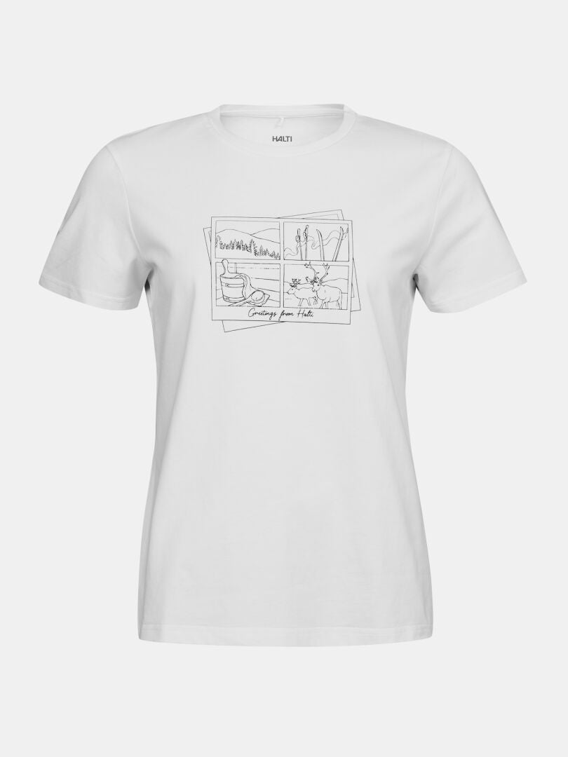 Halti Matka II Damen T-Shirt aus nachhaltiger Bio-Baumwolle mit 4 Naturmotiven und 