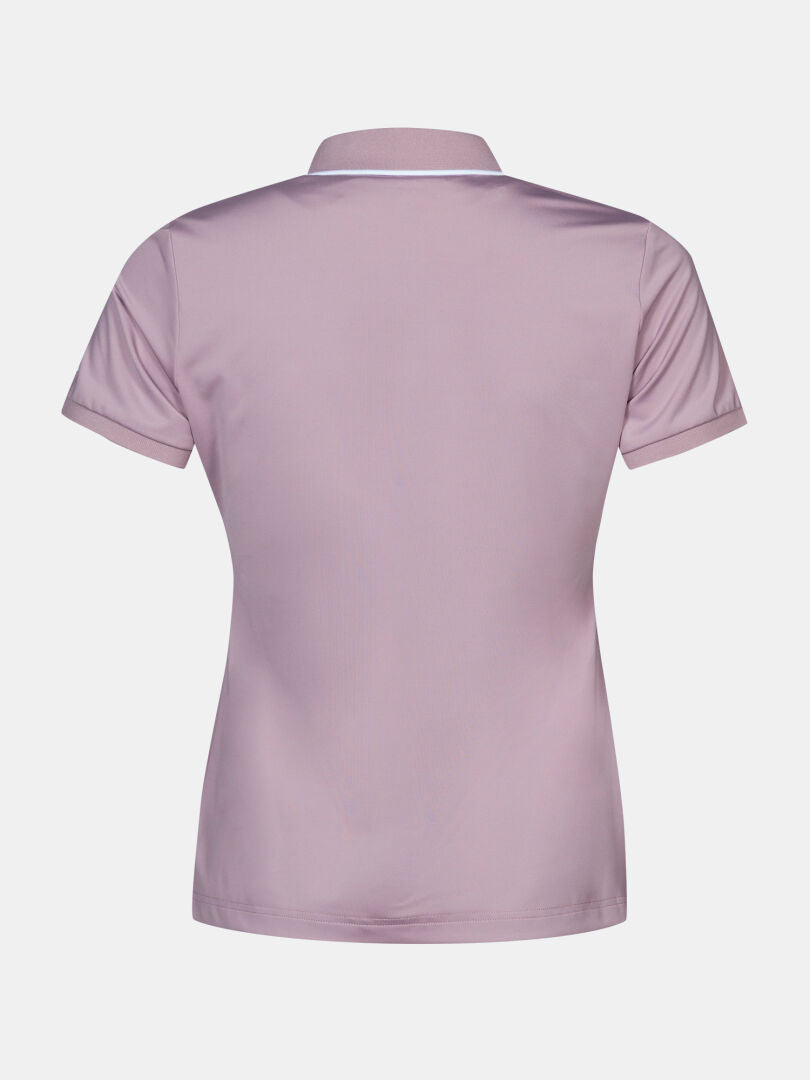 Rückseite von Halti Swingi Technisches Poloshirt Damen Plus, helllila/weißer Besatz, recyceltes Polyester.