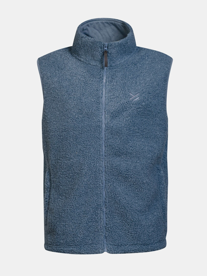 Halti Lykky Fleece-Weste Unisex aus recyceltem Polyester mit Reißverschluss und hohem Kragen, vor weißem Hintergrund.