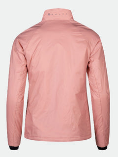 Die Halti Neon Primaloft Kunstfaserjacke Damen in hellrosa, hier von hinten mit langen Ärmeln und hohem Kragen.