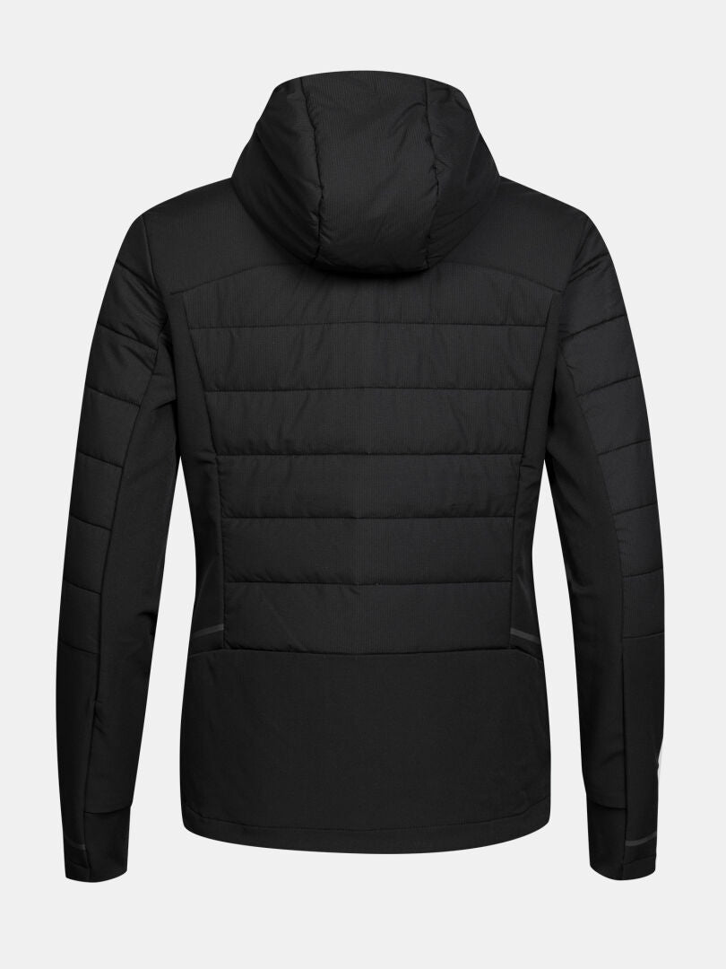 Die Halti Valimo Hybrid-Isolationsjacke für Damen, von hinten gezeigt, mit sichtbaren Steppnähten und langen Ärmeln.
