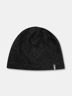 Halti Crostie Merino Mütze: schwarze Mütze im gesteppten Rautenmuster, winddichte Merinowolle für Wärme.