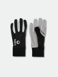 Halti XC Touring Handschuhe: winddicht, schwarz mit grauen Handflächen, Rippbündchen, Haiti-Schriftzug auf einem Handschuh.