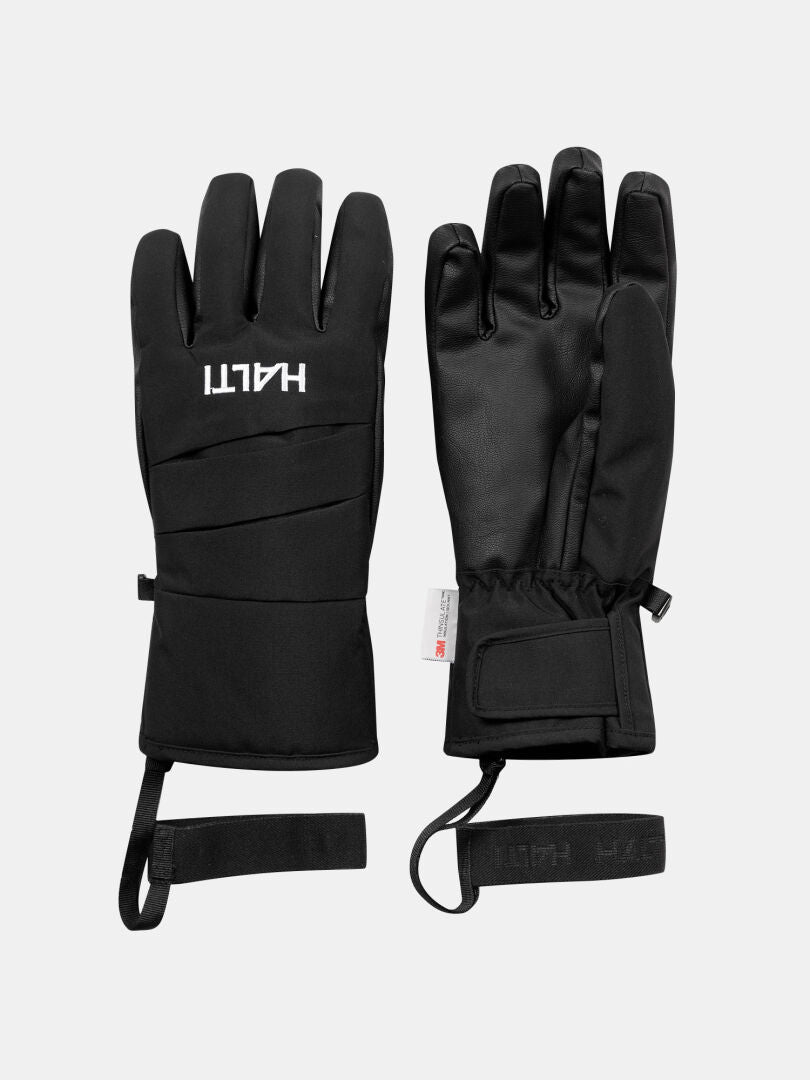 Halti Vuotos Ski Handschuhe: wasserdichte schwarze Winterhandschuhe mit verstellbaren Bündchen, ideal für Winteraktivitäten.