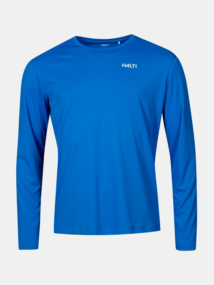 Das Salves Trainingsshirt Herren von Halti ist ein blaues, langärmeliges, atmungsaktives Shirt - ideal für jede Aktivität.