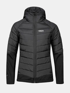 Halti Hanki 2 Hybrid Langlaufjacke Damen Plus mit Steppmuster und Logo, abgebildet auf einfarbigem Hintergrund.