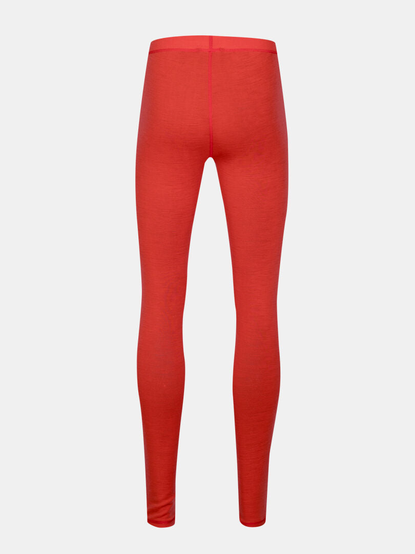 Halti Neva Merino Unterwäsche Set Damen, rote Leggings als warme Basisschicht für Outdoor-Aktivitäten, Rückansicht.