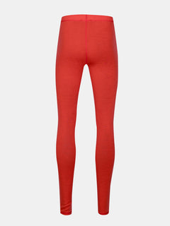 Halti Neva Merino Unterwäsche Set Damen, rote Leggings als warme Basisschicht für Outdoor-Aktivitäten, Rückansicht.