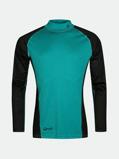 Halti Dual Baselayer Set Herren: Teal-schwarzes Langarmshirt, recyceltes Polyester, atmungsaktiv.