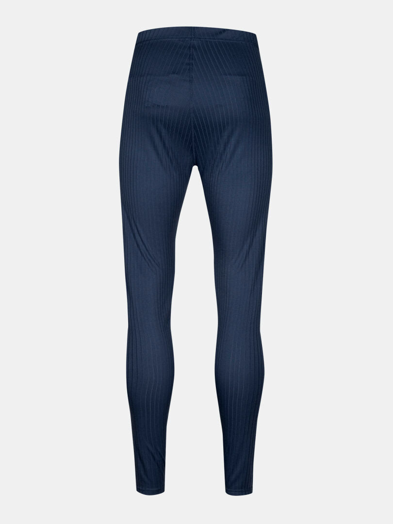 Rückansicht der Halti Dual Baselayer Set Herren Leggings in navy, hochtailliert, mit dezenten Nadelstreifen und recyceltem Polyester.