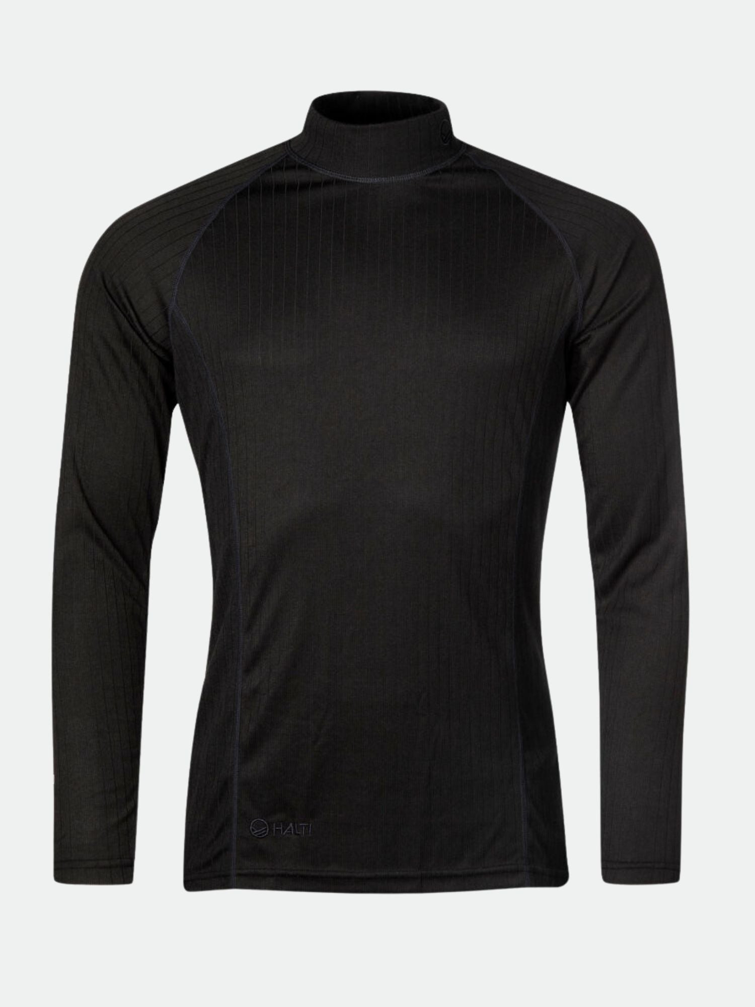 Das Halti Dual Baselayer Set Herren ist ein taillierter schwarzer Rollkragenpullover aus recyceltem Polyester - ideal als atmungsaktiver Baselayer.