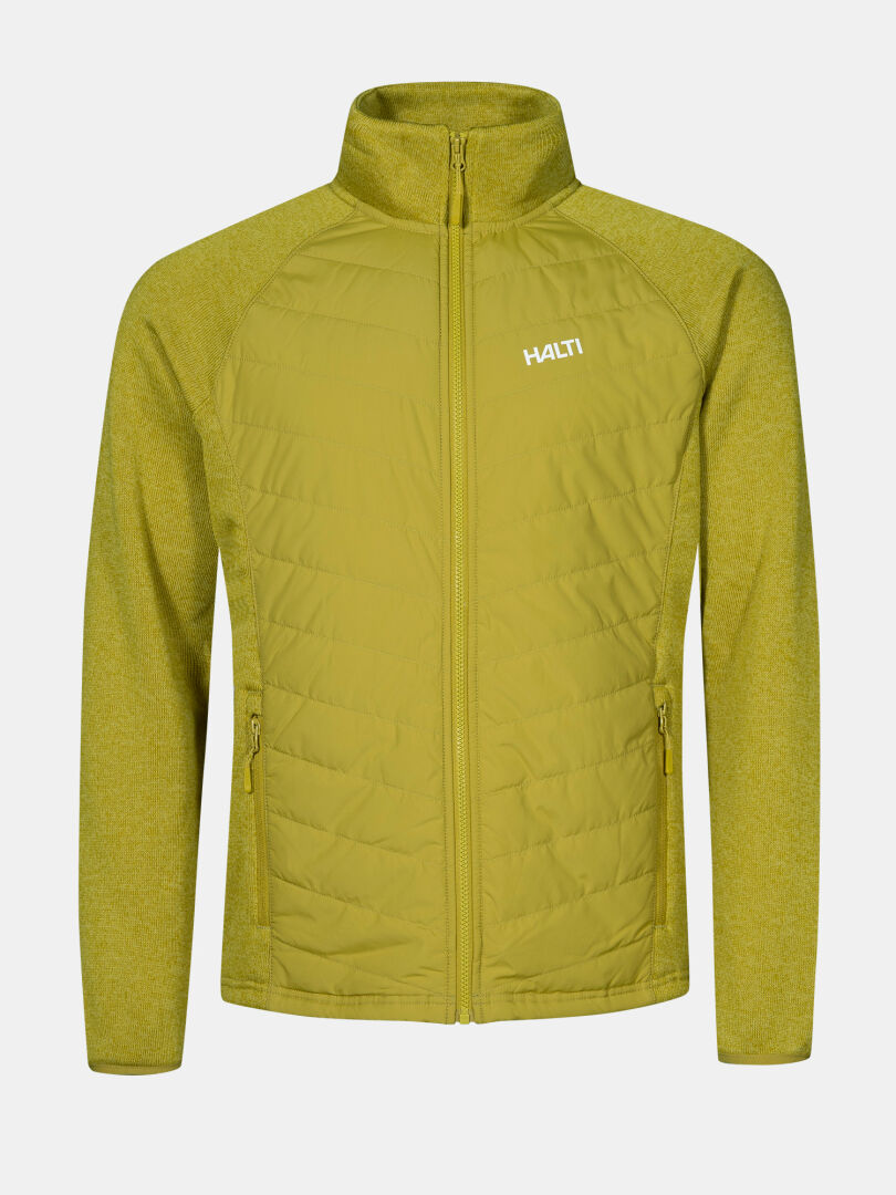 Halti Streams Hybrid Layer Jacke Herren in hellgrün mit gesteppten Einsätzen, hohem Kragen - perfekt für Outdoor-Aktivitäten.