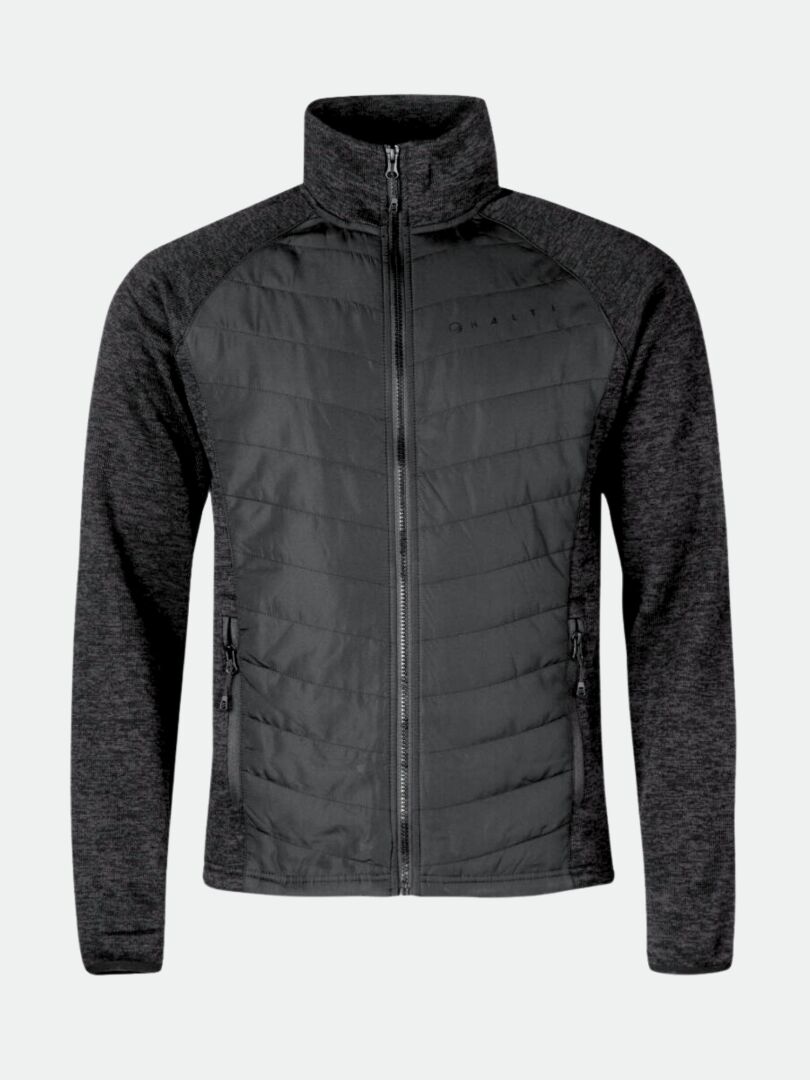 Die Halti Streams Hybrid Layer Jacke Herren hat gesteppte Einsätze und warme Fleece-Ärmel - perfekt für Outdoor-Aktivitäten.