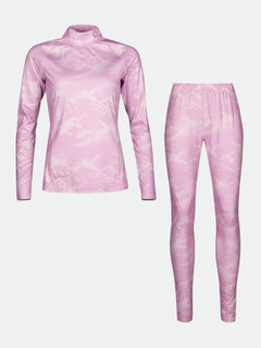 Das Halti Windfire Baselayer Set Damen in Pink aus Active-Dry Material, ideal für sportliche Outdoor-Aktivitäten.