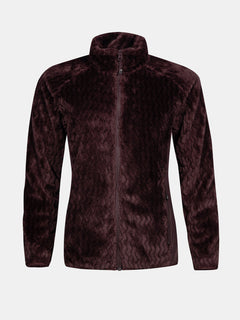 Ein dunkelbrauner Thermel Midlayer Damen von Halti mit langen Ärmeln und hohem Kragen, abgebildet auf einem einfarbigen Hintergrund.