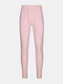 Halti Trone Fleece-Hose Damen in hellrosa, voller Länge und elastischem Bund vor weißem Hintergrund.