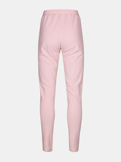 Rückenansicht der Halti Trone Fleece-Hose Damen: hellrosa, hohe Taille, schmale Passform, elastischer Bund, weiches Fleece.