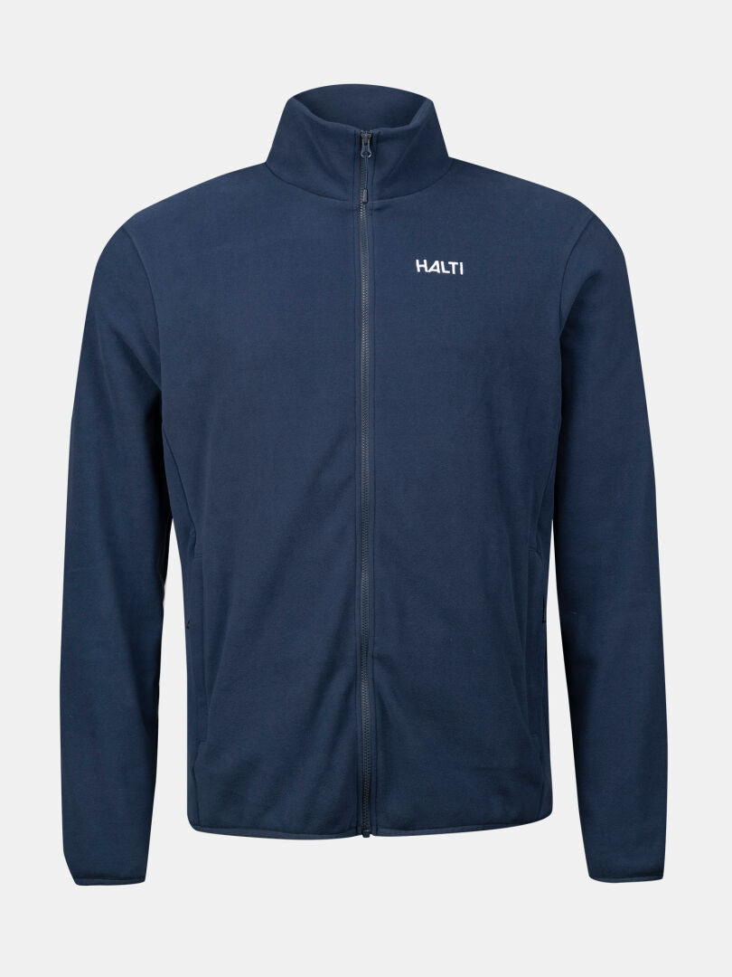 Rockmoon Fleecejacke für Herren von Halti, marineblau mit hohem Kragen und Logo – ideal für Outdoor-Aktivitäten.