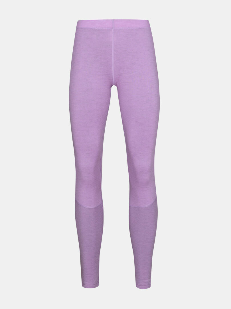 Halti Hossa II Merino Damen-Set in Hellviolett, in voller Länge, mit Temperaturregulierung, Vorderansicht auf weißem Hintergrund.