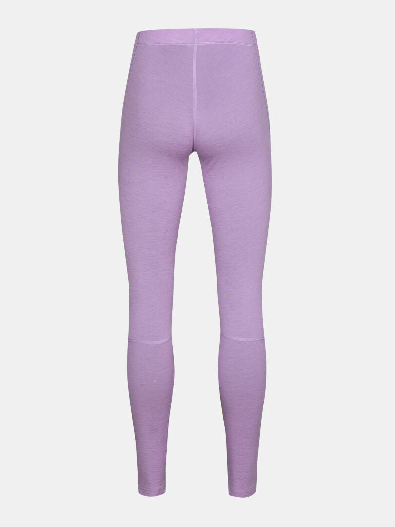 Rückansicht des Halti Hossa II Merino-Unterwäsche-Sets für Damen in Lila mit Temperaturregulierung auf weißem Hintergrund.