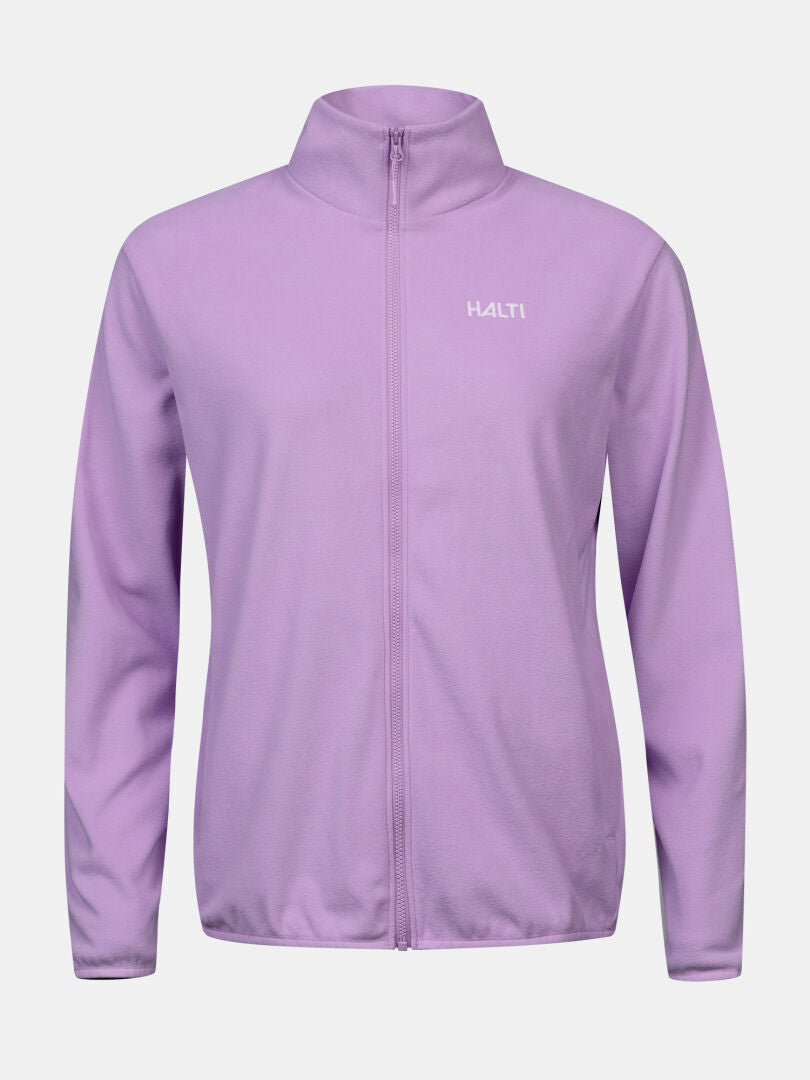 Halti Rockmoon Fleecejacke Damen Plus: hellviolett, lange Ärmel, recyceltes Fleece, HALTI-Logo auf der Brust.