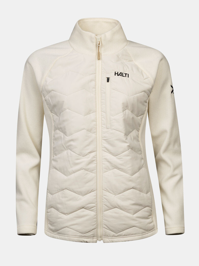 Halti Suomis Hybrid Layer Jacke für Damen in Creme, mit gesteppter Vorderseite und Brusttasche – perfekt für Outdoor-Aktivitäten.