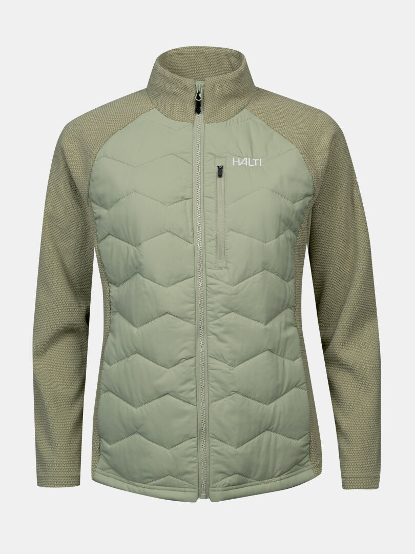 Halti Suomis Hybrid Layer Jacke für Damen: gesteppte Vorderseite, Ärmel aus Mesh, Microtherm Dynamic für Outdoor-Aktivitäten.
