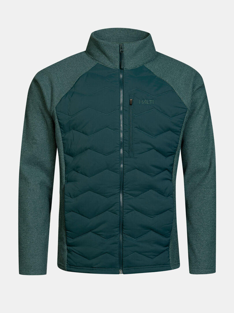 Halti Suomis Hybrid Layer Jacke für Herren, dunkelgrün, strukturierte Ärmel, Brusttasche, Microtherm Dynamic Insulation.